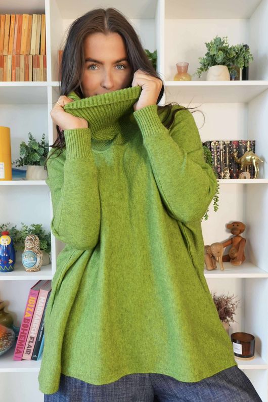 Beyond Terry Oversized Cowl Knit Olive Marl